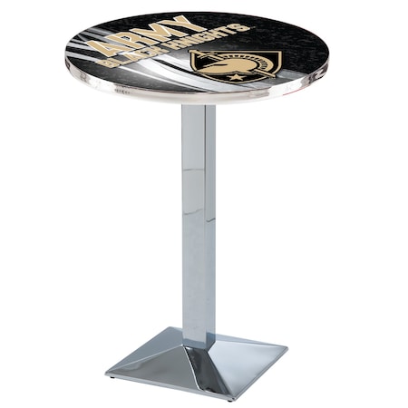 Holland Bar Stool Co 36" Chrome US Military Academy ARMY Pub Table, 28" dia. Top L217C3628USMilA-D2
